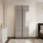 TRENCH 2 Door High Gloss Wardrobe-Grey