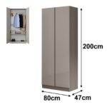 TRENCH 2 Door High Gloss Wardrobe-Grey - Image 3