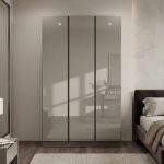 TRENCH 3 Door High Gloss Wardrobe-Grey