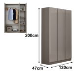 TRENCH 3 Door High Gloss Wardrobe-Grey - Image 3
