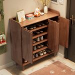 JACOBSEN 100cm 3 Door Full Solid Wood Shoe Cabinet-Walnut - Image 2