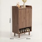 JACOBSEN 60cm 2 Door Full Solid Wood Shoe Cabinet-Walnut - Image 8