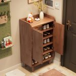 JACOBSEN 60cm 2 Door Full Solid Wood Shoe Cabinet-Walnut - Image 3