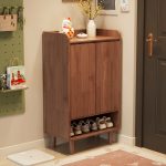 JACOBSEN 60cm 2 Door Full Solid Wood Shoe Cabinet-Walnut - Image 2