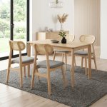 ZONDA Full Solid 4 Seater Dining Set-Natural