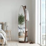 ALTO Oval Shaped Swivel Standing Mirror-Walnut
