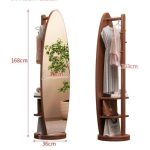 ALTO Oval Shaped Swivel Standing Mirror-Walnut - Image 4