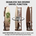 ALTO Oval Shaped Swivel Standing Mirror-Walnut - Image 6