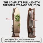 ALTO Oval Shaped Swivel Standing Mirror-Walnut - Image 7