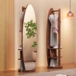 ALTO Oval Shaped Swivel Standing Mirror-Walnut - Image 8