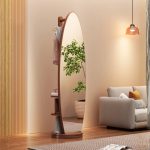 ALTO Oval Shaped Swivel Standing Mirror-Walnut - Image 9