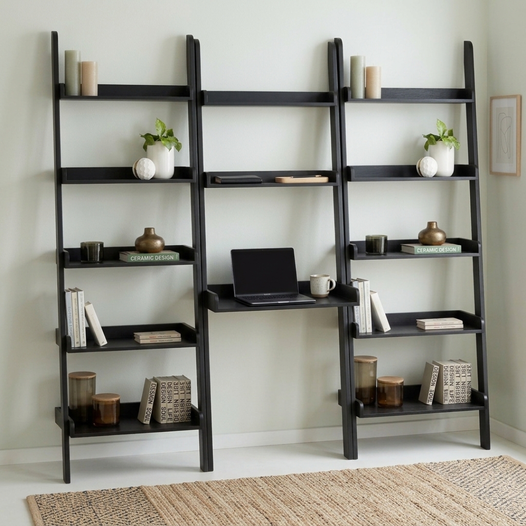122024 TELT-1 TELT Wooden Modular Leaning Study Bookcase-Black - Image 1