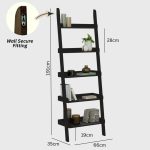 TELT Wooden Modular Leaning Study Bookcase-Black - Image 6