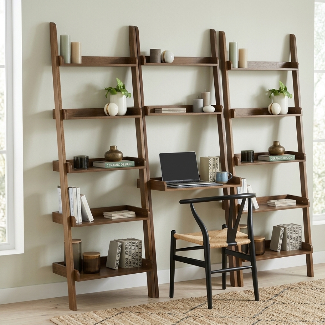 522085 TELT-2 TELT Wooden Modular Leaning Study Bookcase-Walnut - Image 1