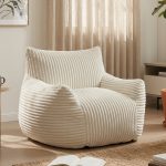 LAVEN Corduroy Fabric Bean Bag-Beige