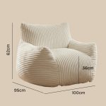 LAVEN Corduroy Fabric Bean Bag-Beige - Image 3