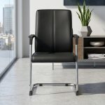 909C PU Cushion Visitor Chair-Black - Image 5