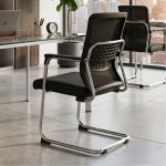 909C PU Cushion Visitor Chair-Black - Image 2