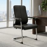 909C PU Cushion Visitor Chair-Black