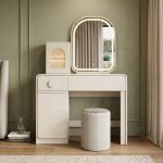 DUNES 100cm LED Mirror Dressing Table Set-Cream