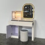DUNES 100cm LED Mirror Dressing Table Set-Cream - Image 4