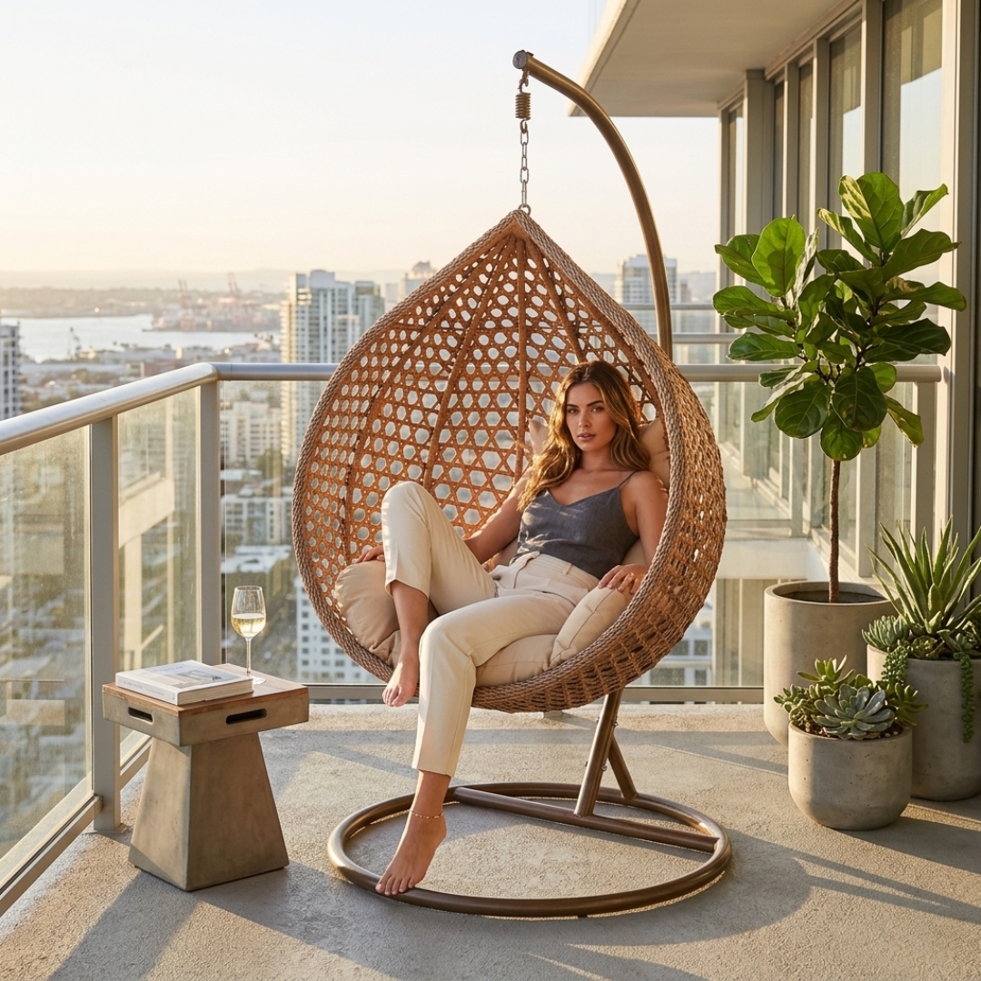 Azure CHAIR AZURE Egg Shaped Hanging Swing Chair - Image 1