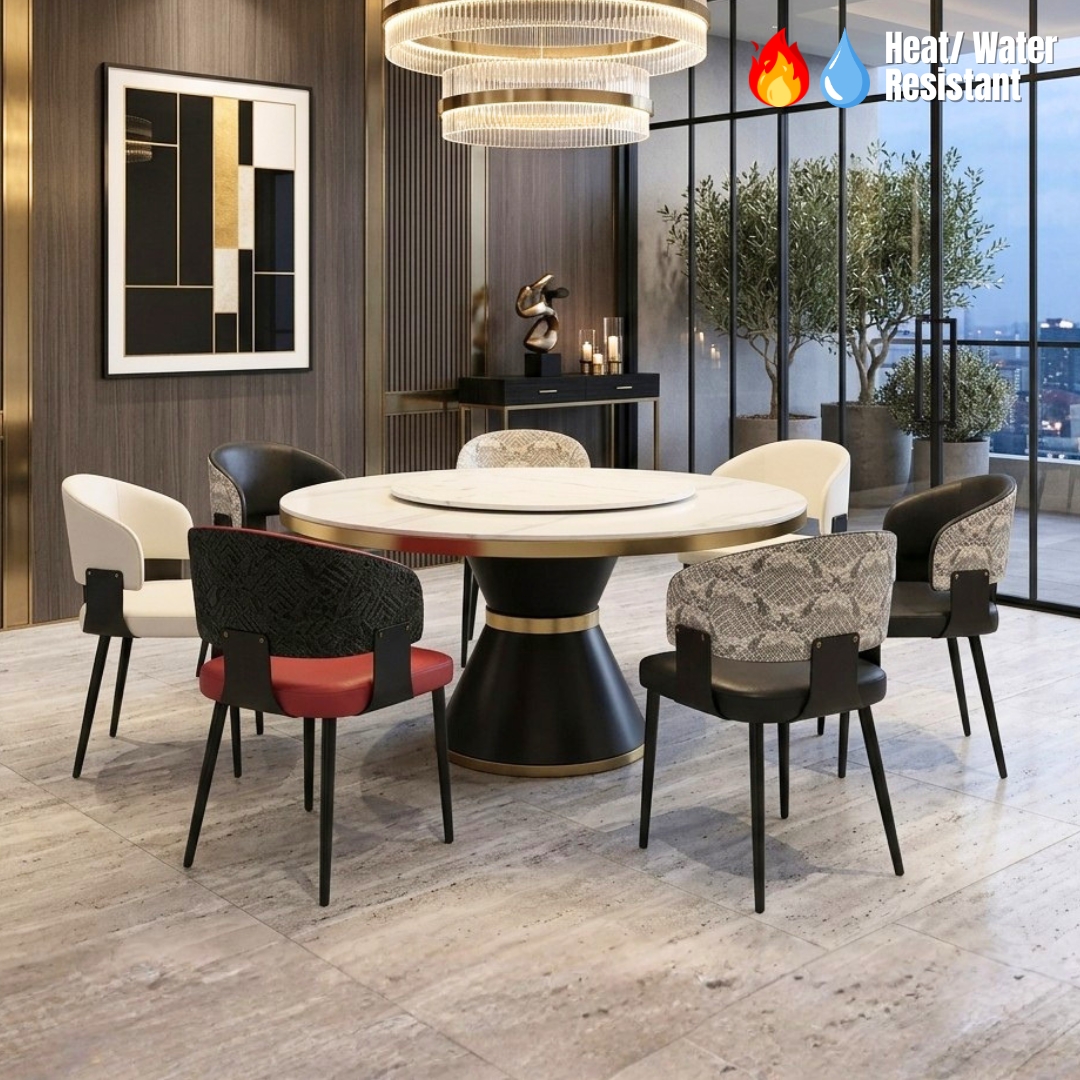 BASTIA 6S BASTIA 6 Seater Round Sintered Stone Dining Set - Image 1
