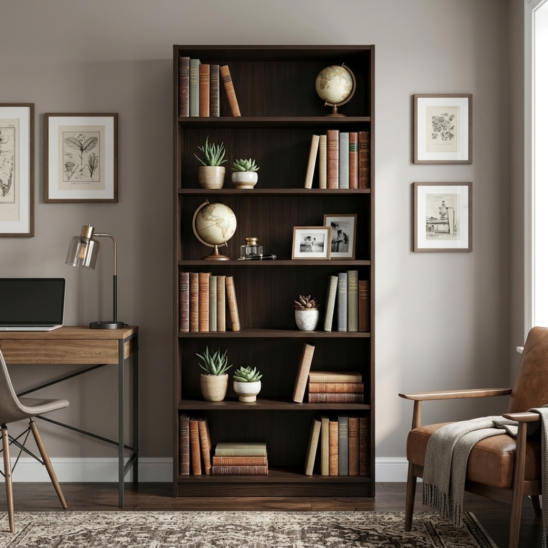 BILLY 6T BROWN FLEX-2 BILLY 6 Tier Bookcase-Dark Brown - Image 1