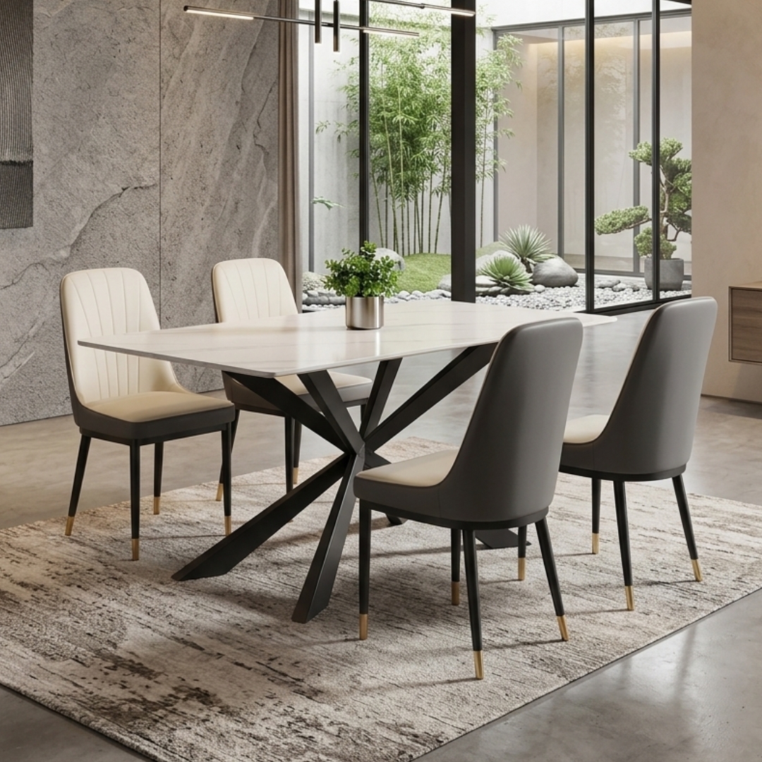 BODIL 4S-2 BODIL 4 Seater Sintered Stone Dining Set-3 Colors - Image 1