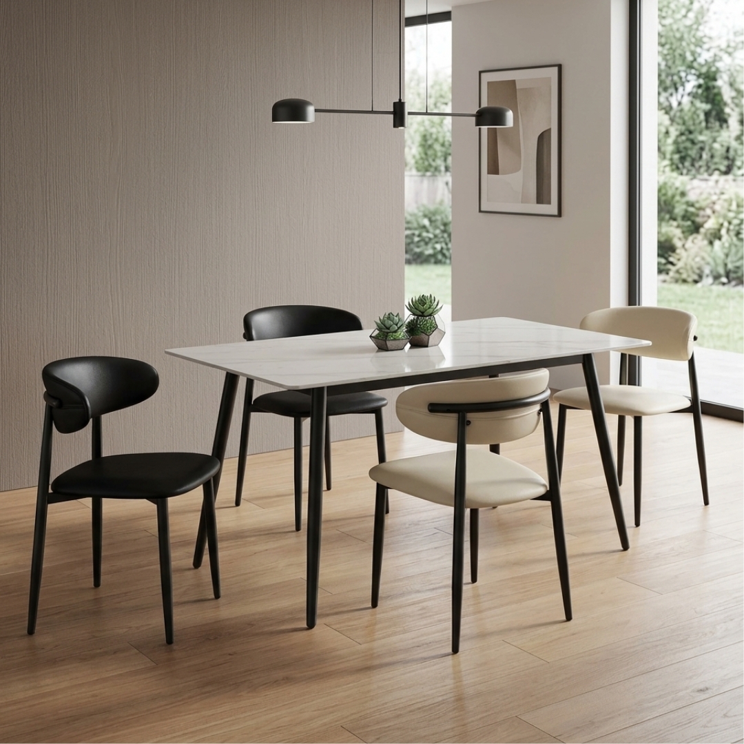 BULSON 4S-3 BULSON 4 Seater Sintered Stone Dining Set-2 Colors - Image 1