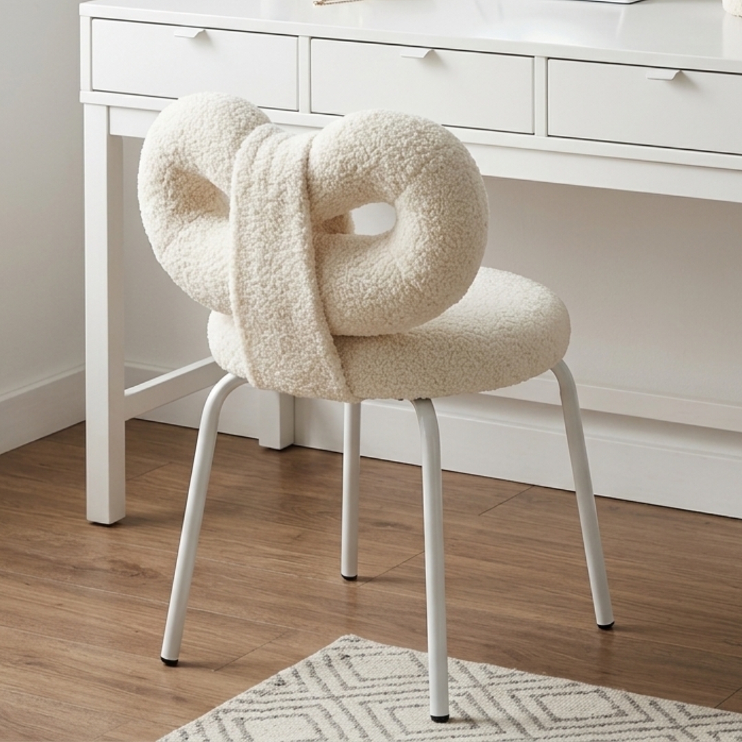 BUTTERFLY CHAIR-2 RIBBON Fleece Fabric Chair-White - Image 1