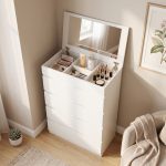 CAMIL 4 Drawer Chest With Mirror-White - Image 2