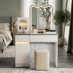 CRATER 100cm Dressing Table Set-Cream - Image 2