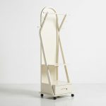 RIPPLE Wooden Standing Mirror With Garment Storage-Cream White - Image 5