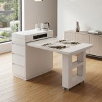 DOMA Sintered Stone Top Kitchen Island-White
