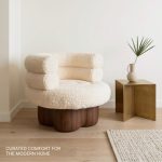 DONUT 360-Degree Swivel Fleece Lounge Chair-Beige - Image 4