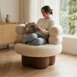 DONUT 360-Degree Swivel Fleece Lounge Chair-Beige - Image 2