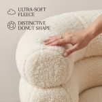 DONUT 360-Degree Swivel Fleece Lounge Chair-Beige - Image 3