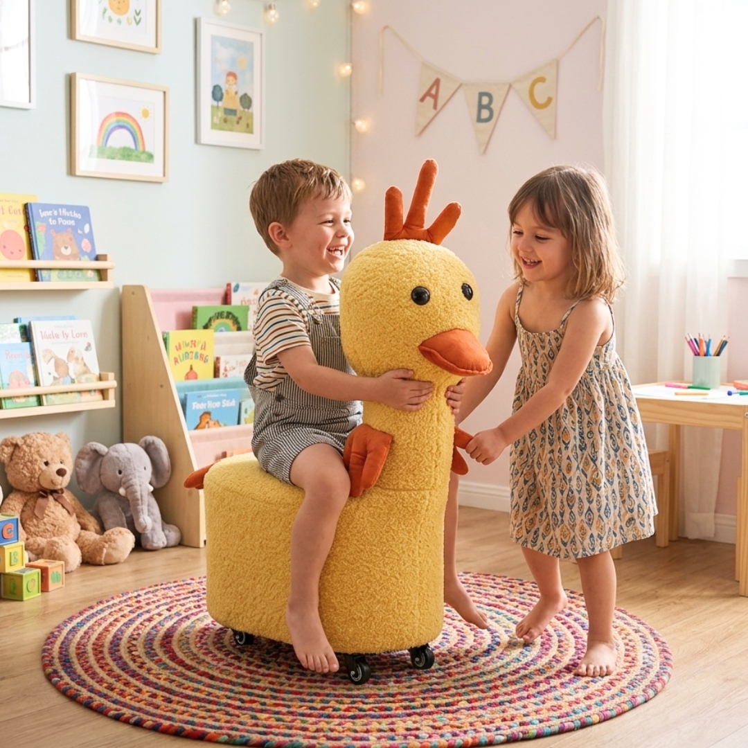 DUCKY STOOL-1 DUCKY Kids Ride-on Plush Stool - Image 1