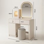 DUNES 100cm LED Mirror Dressing Table Set-Cream - Image 7