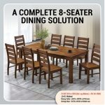 FACADE Full Solid 8 Seater Dining Set-Walnut - Image 2