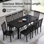 JOHAN Full Solid 8 Seater Dining Set-Cappuccino - Image 2