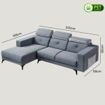 HELGE L Shaped 3 Seater Pet Friendly Sofa-Grey - Image 6