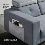 HELGE L Shaped 3 Seater Pet Friendly Sofa-Grey - Image 5