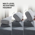 HELGE L Shaped 3 Seater Pet Friendly Sofa-Grey - Image 4