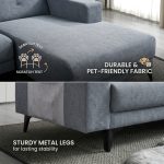 HELGE L Shaped 3 Seater Pet Friendly Sofa-Grey - Image 3