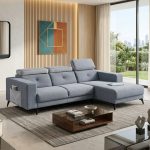 HELGE L Shaped 3 Seater Pet Friendly Sofa-Grey - Image 2