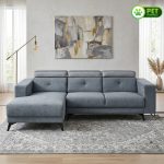 HELGE L Shaped 3 Seater Pet Friendly Sofa-Grey