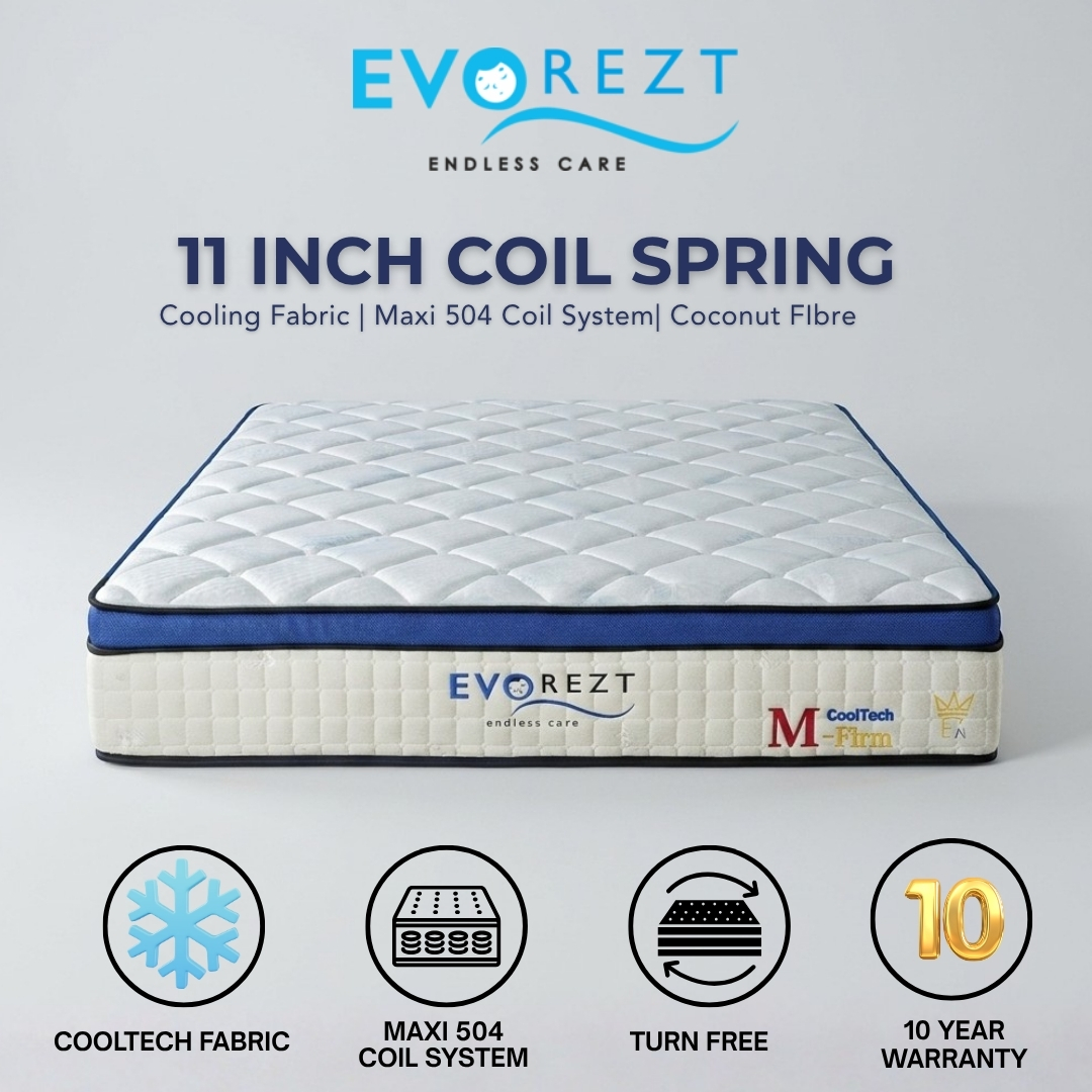M-FIRM MATTRESS-1 EVOREZT M-Firm 11 Inch 504 Coil System Cooling Fabric Mattress - Image 1