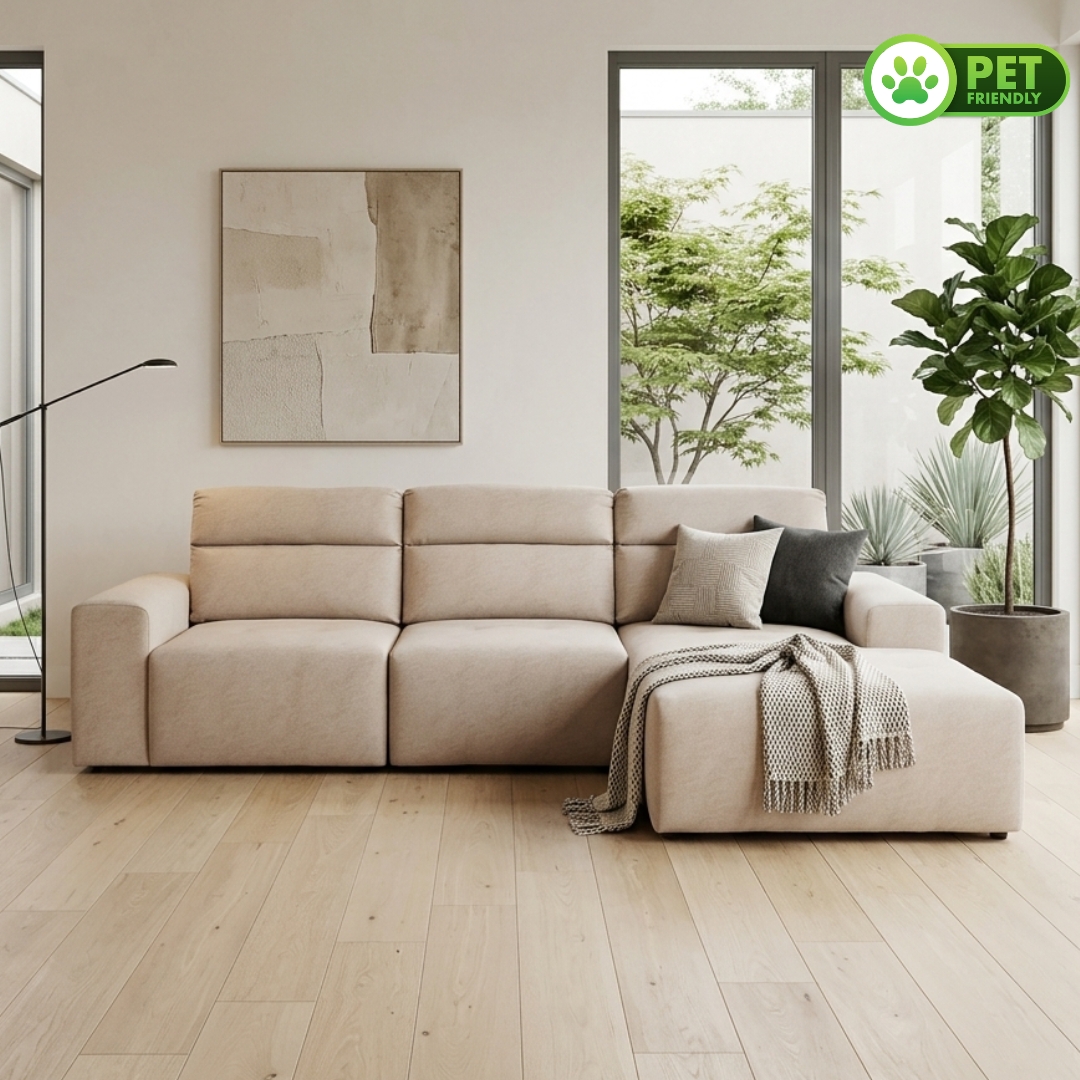 MESA SOFA-1 MESA L Shaped 3 Seater Pet Friendly Sofa-Stone - Image 1
